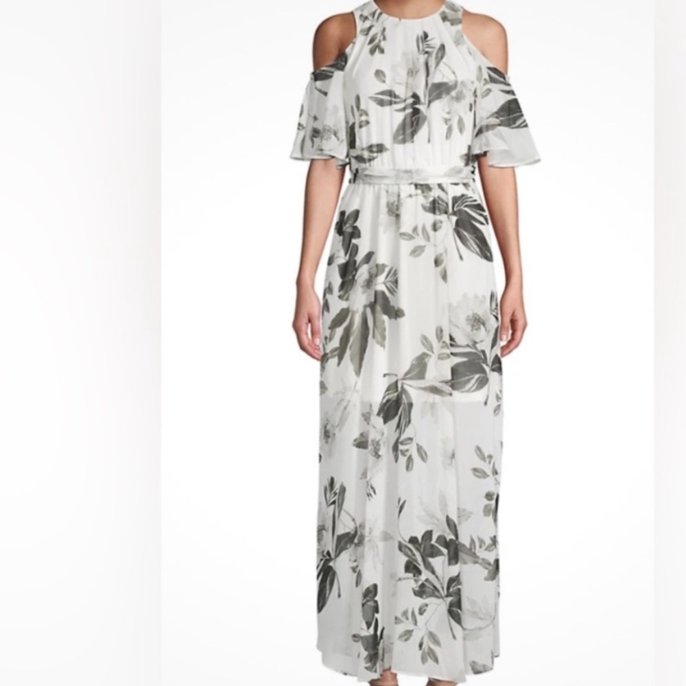 Calvin Klein Black and White Floral Maxi Dress
